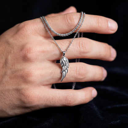 Silver Set - Wing and 5mm Rope Chain Necklace