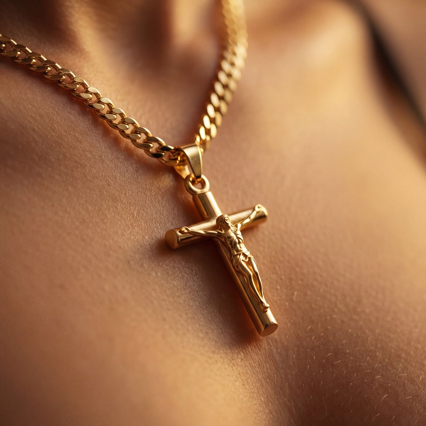 Gold Pendant Necklace - Crucifix