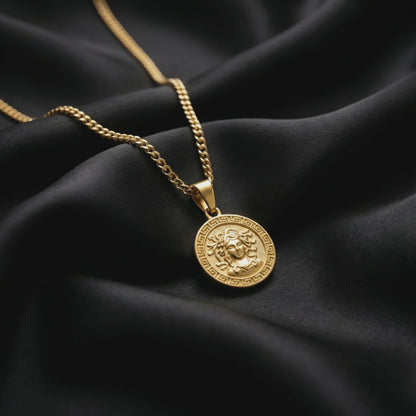 Gold Pendant Necklace - Medusa