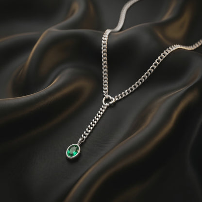 Crystal Green Charm Slip Chain Choker