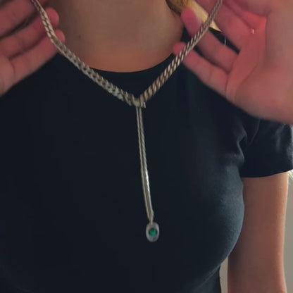 Crystal Green Charm Slip Chain Choker