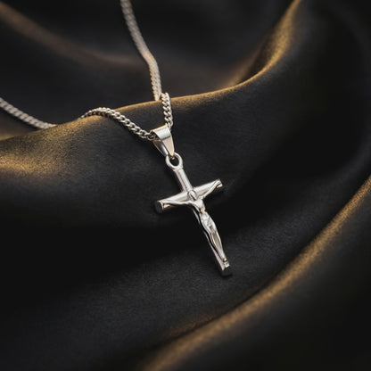 Silver Pendant Necklace - Crucifix