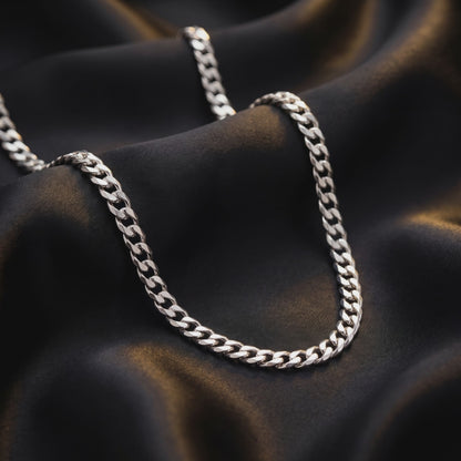 Silver Chain Necklace - Cuban 4mm