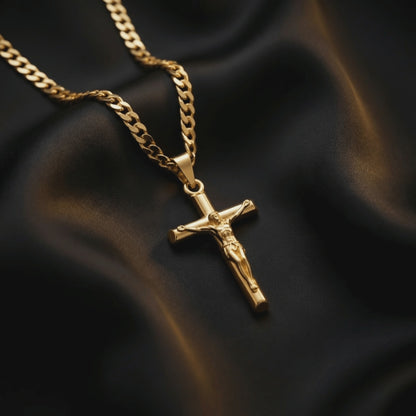 Gold Pendant Necklace - Crucifix