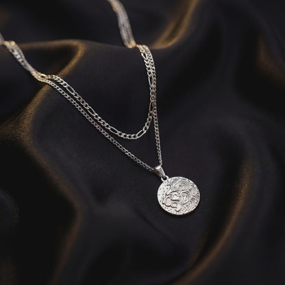 Lion Pendant Necklace - Silver