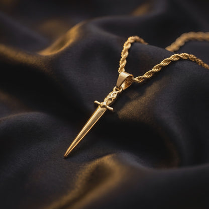 Gold Dagger Pendant Necklace