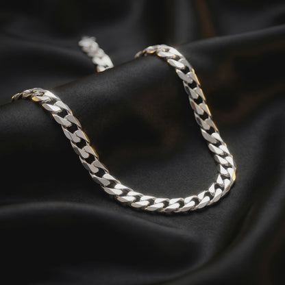 Silver Chain Necklace - Cuban 8mm