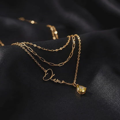 Signature Name And Birthstone Necklace