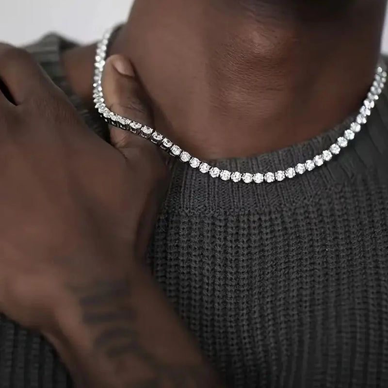 4MM Silver Tennis Chain Necklace